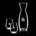 34 Oz. Hemlock Crystalline Carafe w/ 2 Stemless Wine Glasses